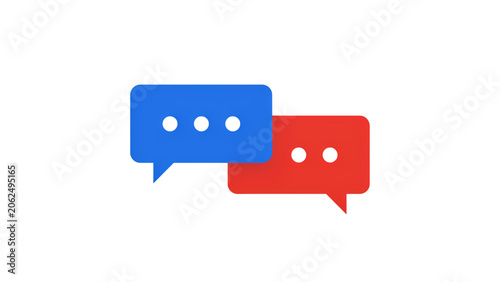 Bild auf Leinwand Modern conversation speech bubbles icon with blue and red colors Vector