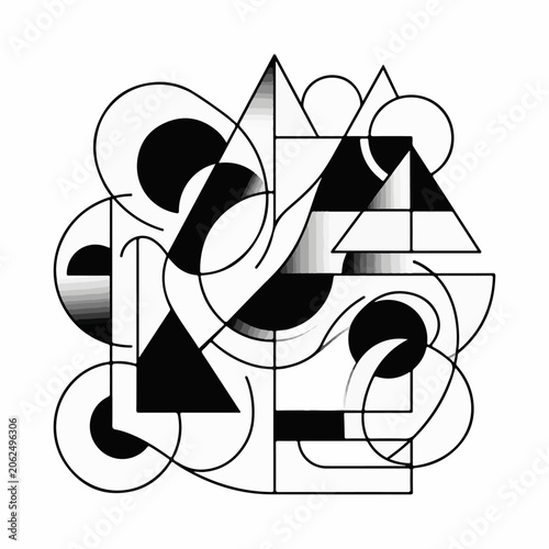 A black and white abstract composition of geometric shapes (31)