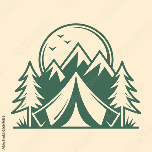Mountain Camping Tent Adventure Illustration