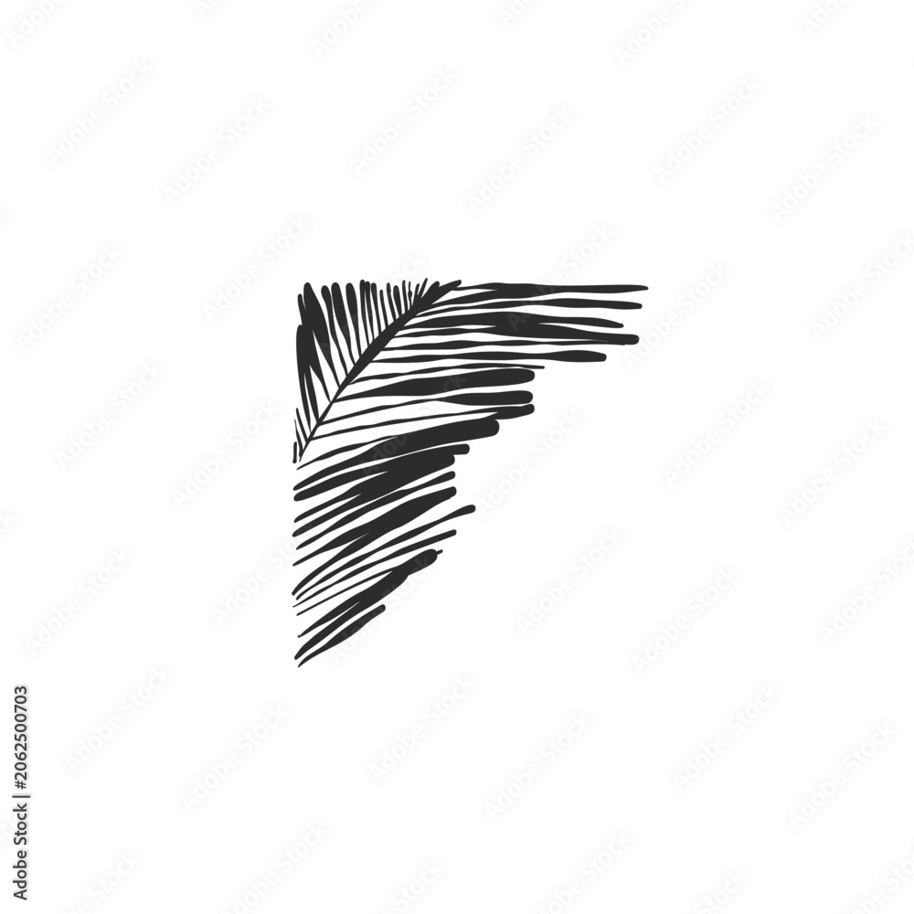 Obraz premium Hand drawn abstract vector graphic illustration collection with stylized line tropical palm leaves frames and borders design template.Trendy modern exotic sketch concept.Vector nature sketch symbol.