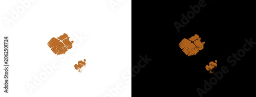 Фотография Tiny Brown Glowing Clustered Animal Tracks on White and Black Background