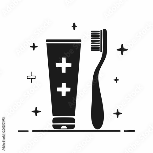 Toothbrush and Toothpaste Icon