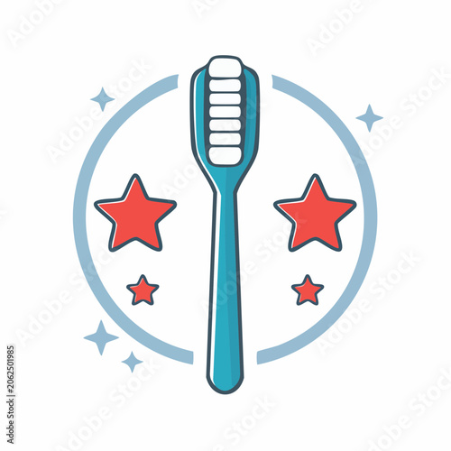Toothbrush with Stars and Sparkles Icon