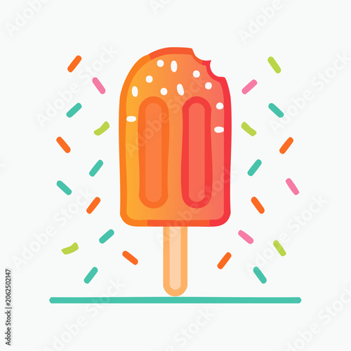 Bitten Orange Popsicle with Colorful Sprinkles