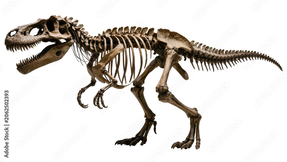Naklejka premium Tyrannosaurus Rex dinosaur skeleton fossil