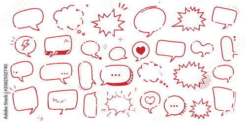 Canvastavla Grunge comic speech bubbles with handwritten text, brush strokes, ink smudges, acrylic stains or charcoal streaks