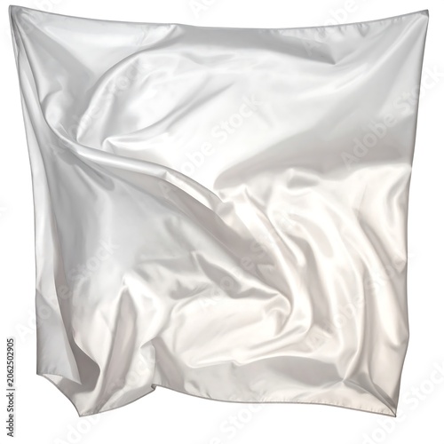 A crumpled white silk fabric with smooth wrinkles