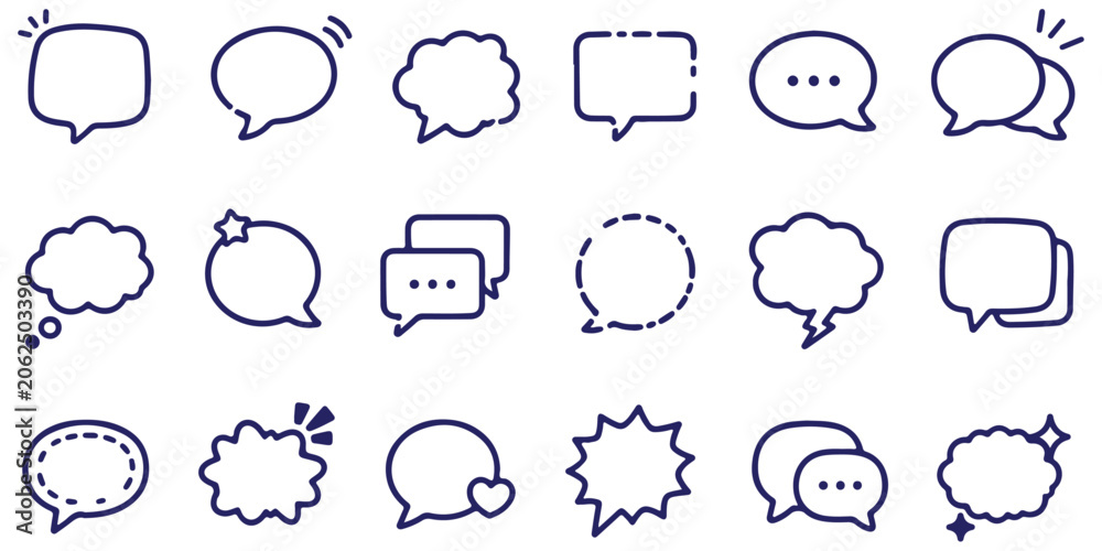 © HIKE STUDIO 9 - Hand drawn speech bubbles collection. Illustration on transparent background