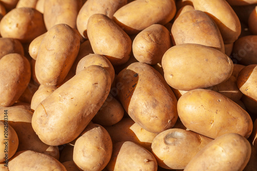 Frische Kartoffeln (Solanum tuberosum) an einem Marktstand zum Verkauf,  Deutschland