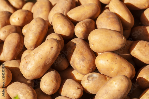 Frische Kartoffeln (Solanum tuberosum) an einem Marktstand zum Verkauf,  Deutschland