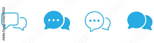 Tableau sur toile Chat bubble and messaging icon set featuring speech dialogue communication conve