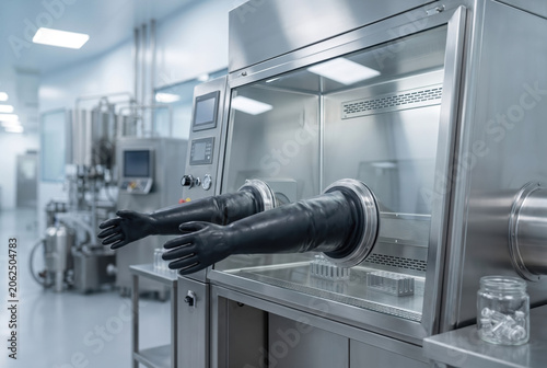 High security biological containment chamber isolator box installed within sterile research institute