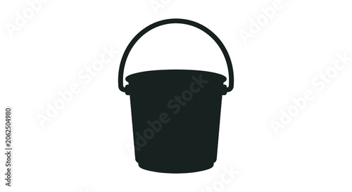 Cuadro en lienzo Black silhouette of a bucket against a white background
