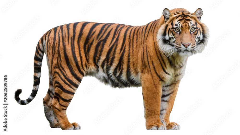 Obraz premium Bengal tiger standing profile view full body