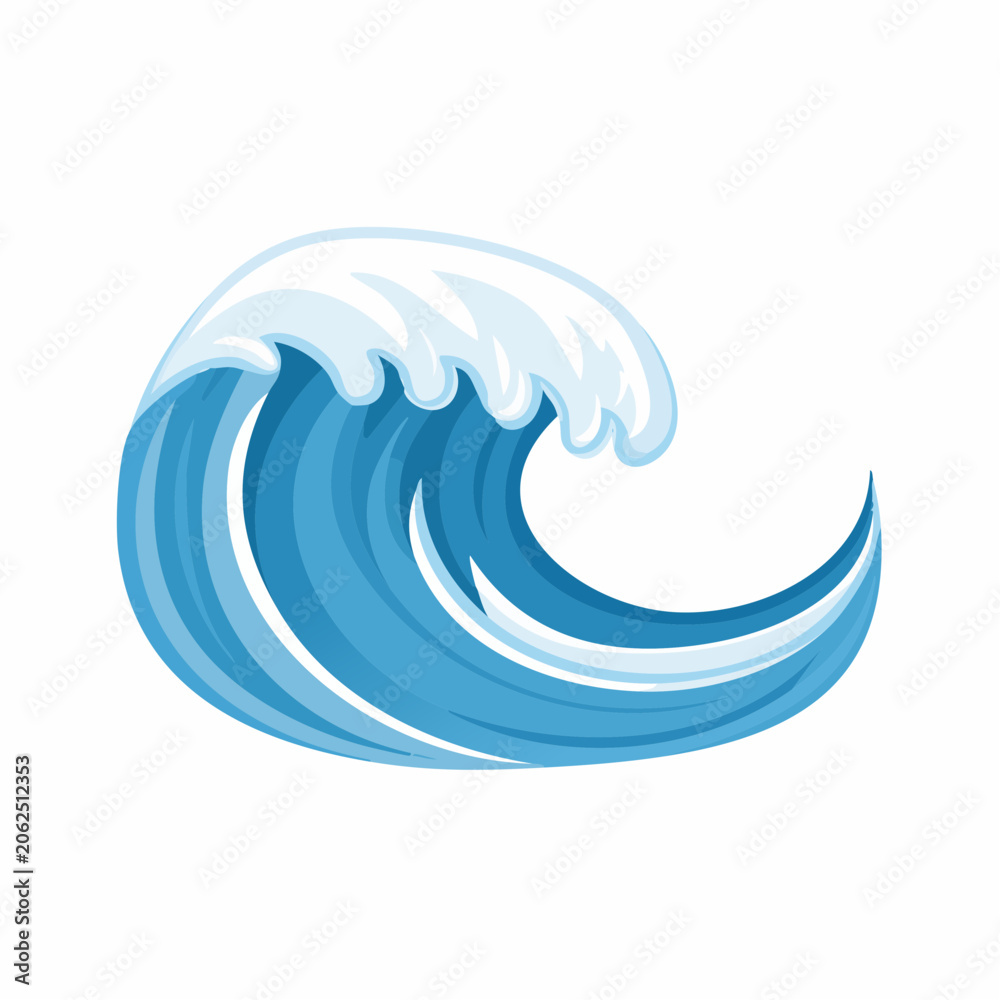 Fototapeta premium Stylized Blue Ocean Wave with White Foam