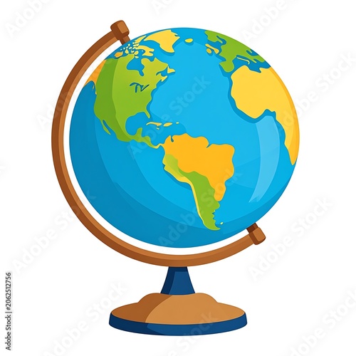 Colorful illustration of a globe model.