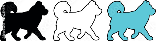 Bild auf Leinwand Poodle icons, dog silhouettes, black, white, blue, vector graphics