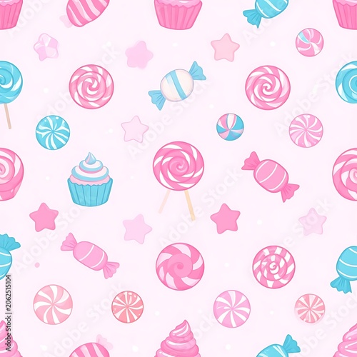 Colorful candy and sweet treats background.