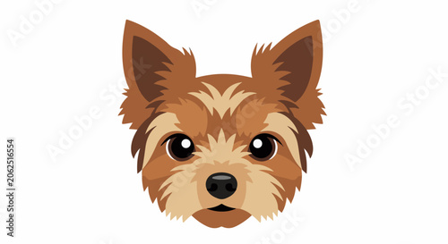 A close-up illustration of a cute, fluffy dog's face with big eyes