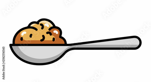 A close-up illustration of a spoon holding a portion of mashed food