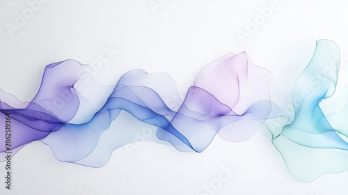 Delicate watercolor background with flowing waves in purple, blue, and green hues, creating serene and artistic atmosphere