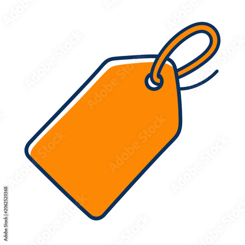 An orange price tag icon with a blue outline on white