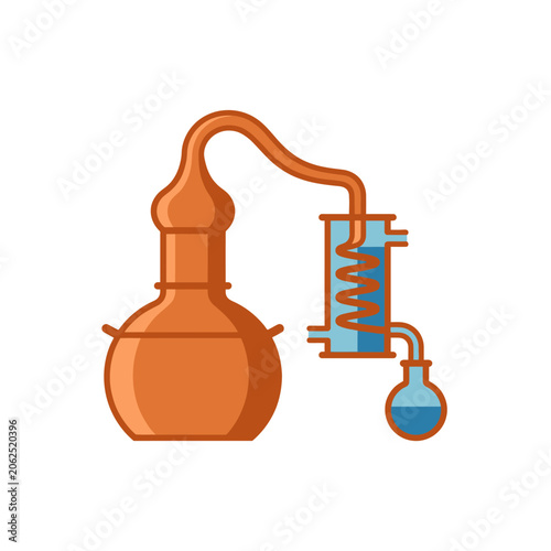 Copper alembic still for alcohol distillation process