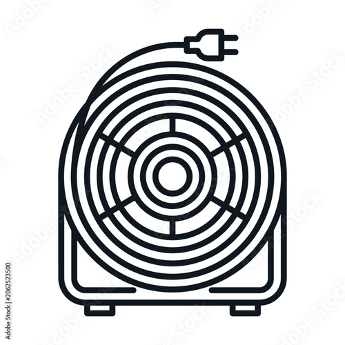 A black line icon of an electrical extension cord reel device