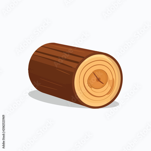 A single wooden log isolated on a white background.