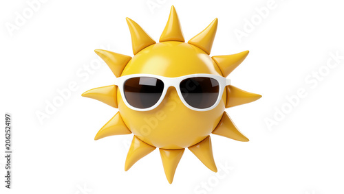 Yellow sun character wearing white sunglasses