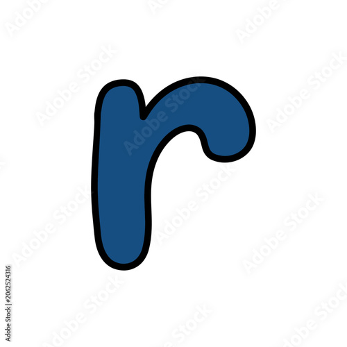 A simple blue lowercase letter r on a white background
