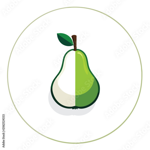 Minimalist vector illustration of a split pear icon design.