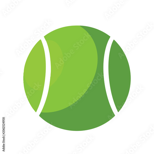 Flat vector icon of a green tennis ball isolated on white background.
