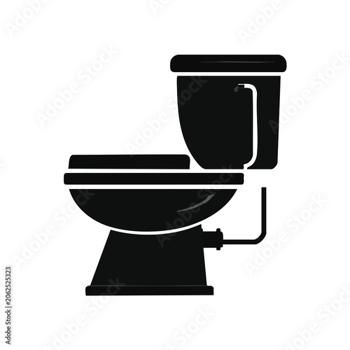Black silhouette icon of a modern ceramic toilet bowl.