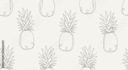 Minimalist Pineapple Pattern - Continuous Line Drawing Art