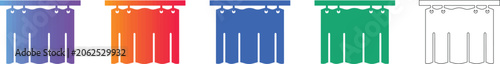 Hospital Cubicle Curtain Rail Vector Icon Set