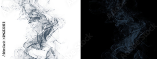 Glowing Blue Gray Horizontal Smoke Band Fluid Ink Abstract Effect Dual Background