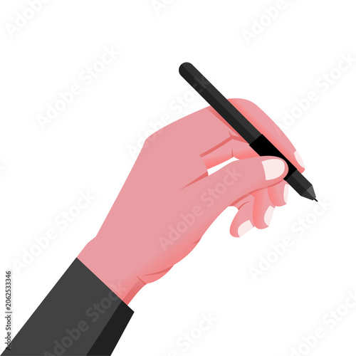 Hand Holding Pen Vector Illustration