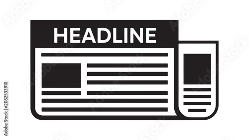Newspaper Headline Icon On Dark Background With Modern Simple Editorial Layout