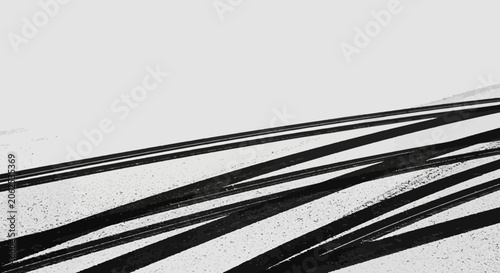Abstract Black Brush Strokes on White Background