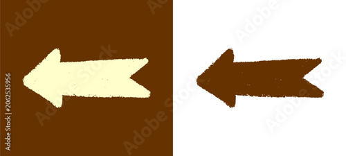 Ribbon arrow hand drawn chalk doodle. Straight horizontal pointer banner featuring rough blackboard crayon texture details for bullet point heading decoration presentation layout asset clip art.