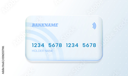 Fotografija Glassmorphism credit card UI design in rectangular shape with liquid glass effec