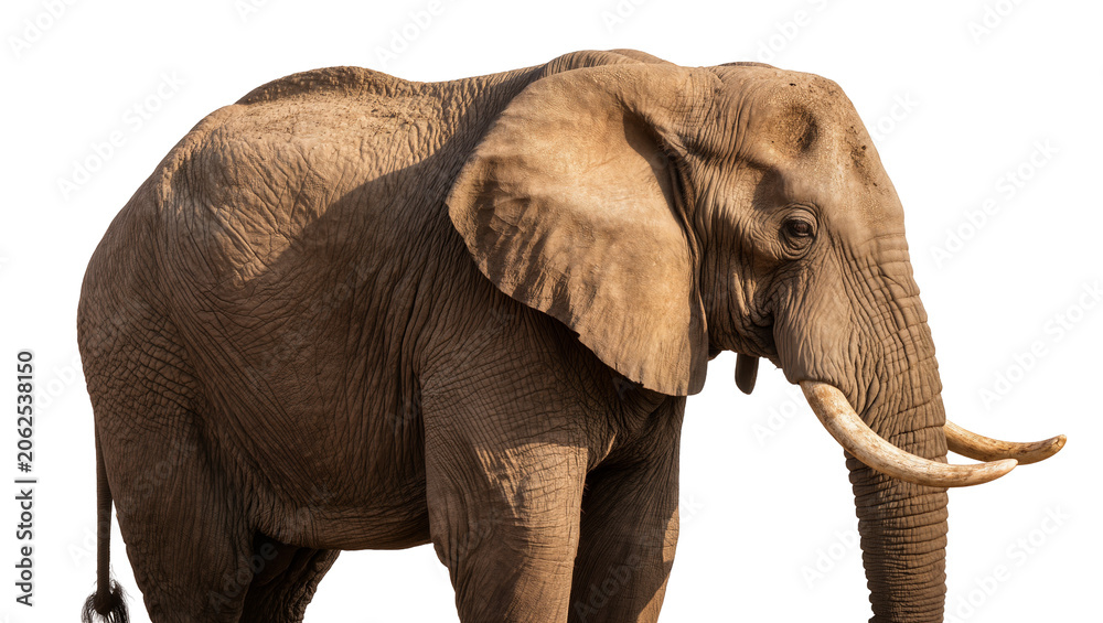 Obraz premium African elephant with large tusks and ears, side view