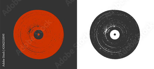 Vinyl record hand drawn chalk doodle. Textured retro music gramophone disc shape featuring rough blackboard crayon details for sound store branding and audio club display asset layout clip art.