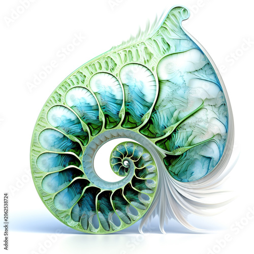A large ammonite fossil on display. The spiral growth is an example of a Fibonacci Spiral, aka golden spiral