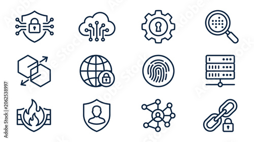 Cybersecurity icons and symbols collection.