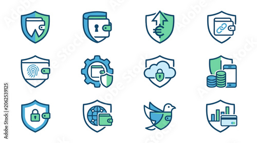 Security icons for business and technology.