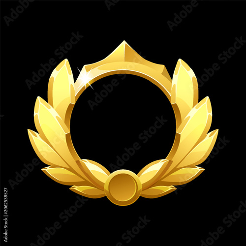 Golden game rank frame with luxury laurel wreath
