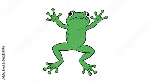 Tableau sur toile Green Frog Amphibian Cartoon Character.