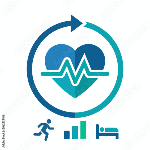 Health tracking icon showing heart rate and daily activity